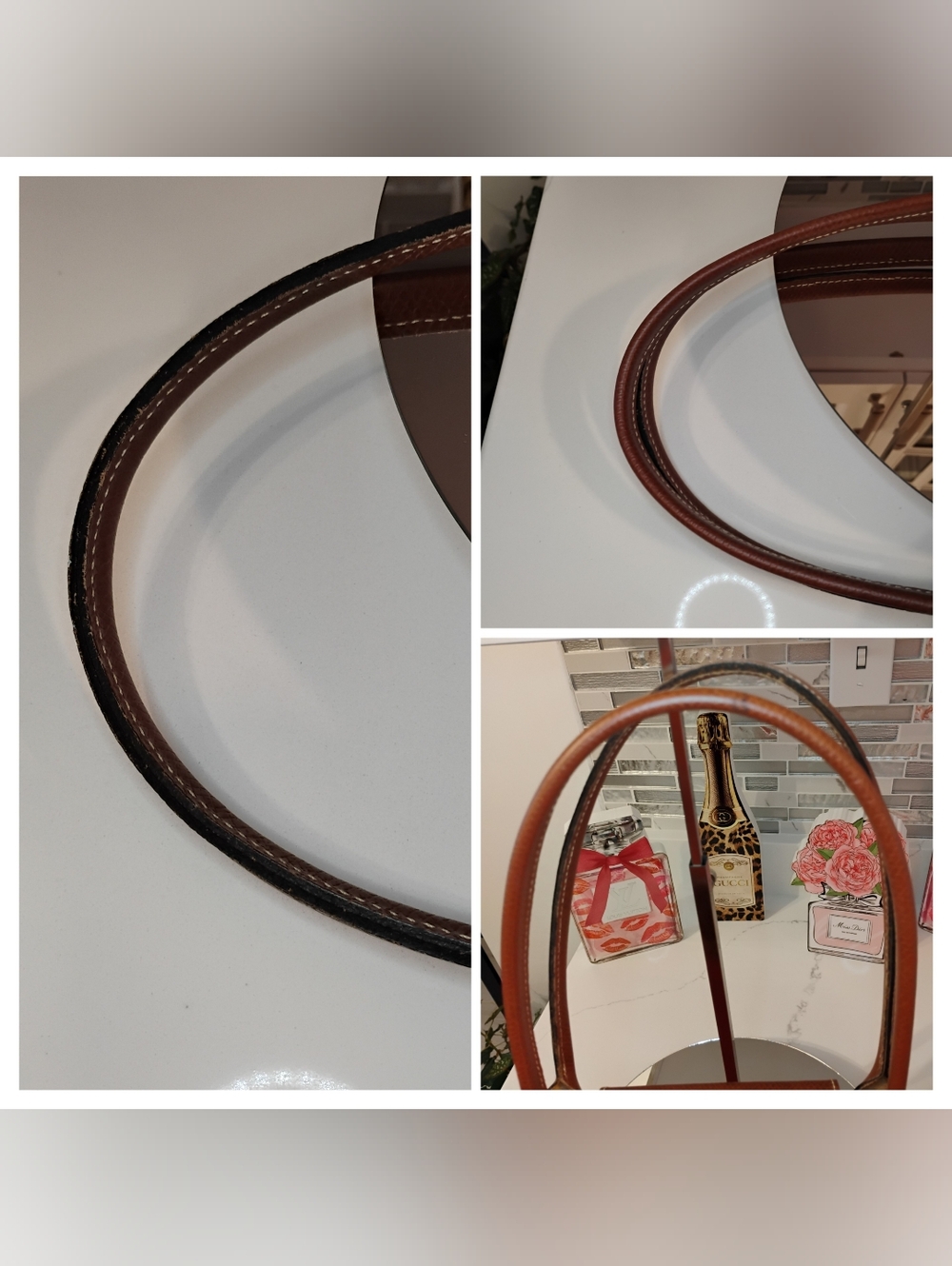 Longchamp Classic Nylon Tote - Orange with Cognac Leather Trim & GHW - Picture 13 of 15